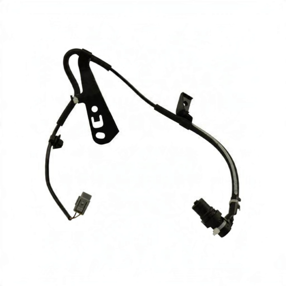 Rising Sun Imports black automotive ABS wheel speed sensor assembly with mounting bracket and wiring harness