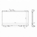 Rising Sun Imports automotive engine cooling system radiator technical diagram with core dimensions and side profile