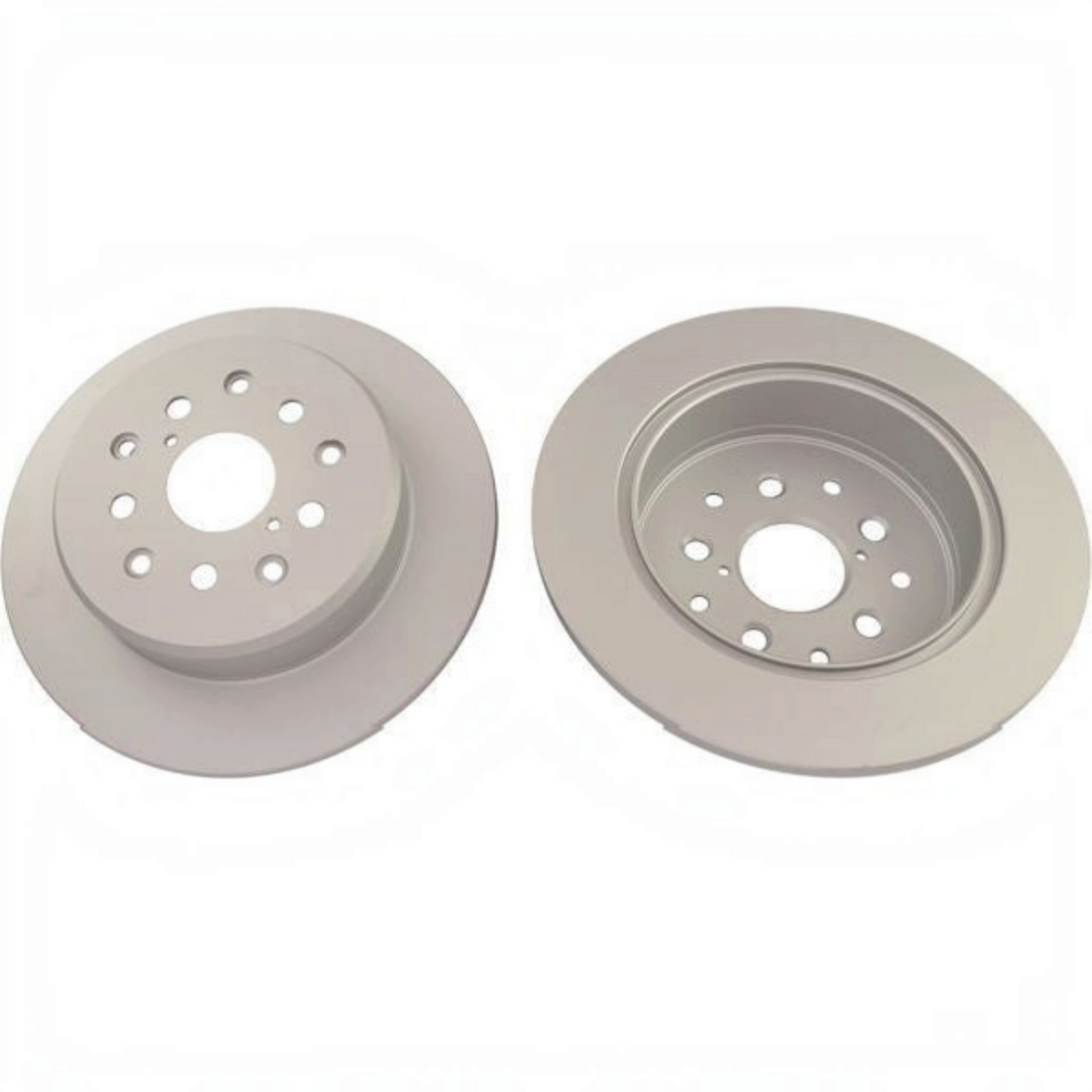 Rising Sun Imports automotive replacement brake disc rotors made of heat-resistant cast iron with a smooth finish.