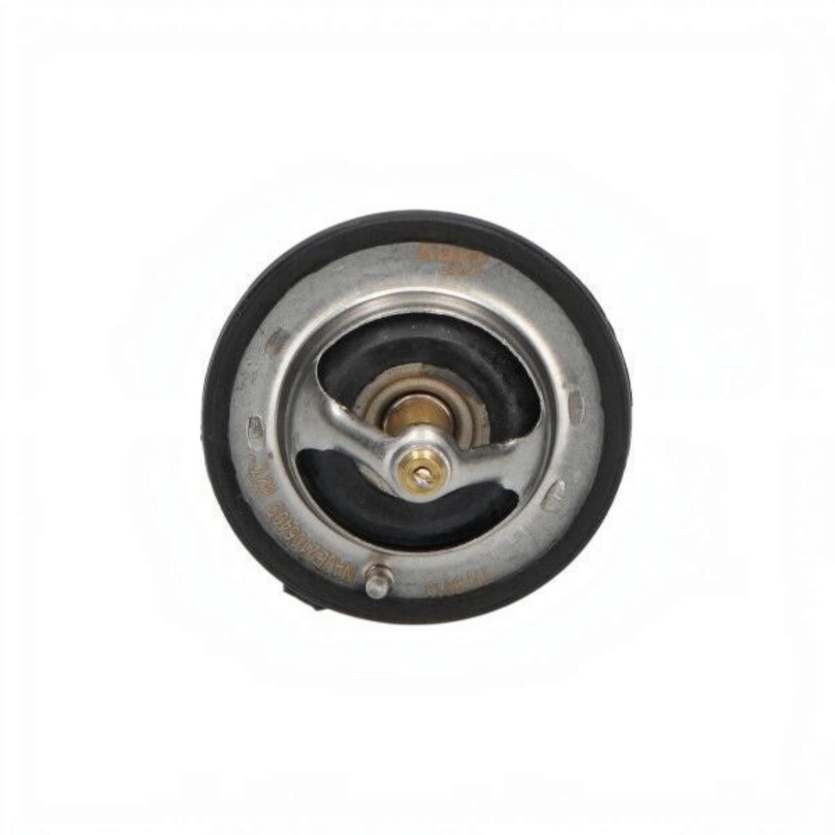 Rising Sun Imports automotive engine cooling system thermostat with metal housing and black rubber seal